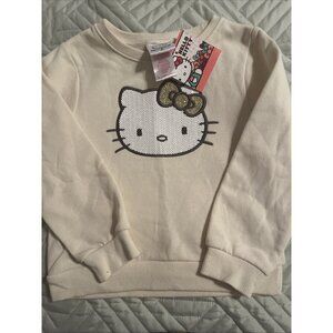 Hello Kitty Sanrio 4T Crewneck Sequin Sweatshirt Cream Colored Girls